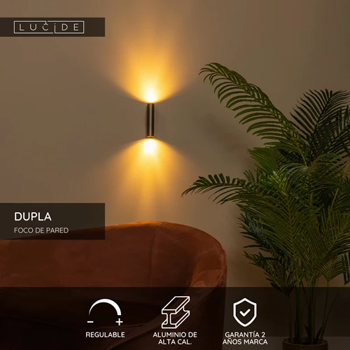 Lucide DUPLA - Foco de pared / Lámpara de pared - 2xGU10 (MR11) - Marrón óxido - USP